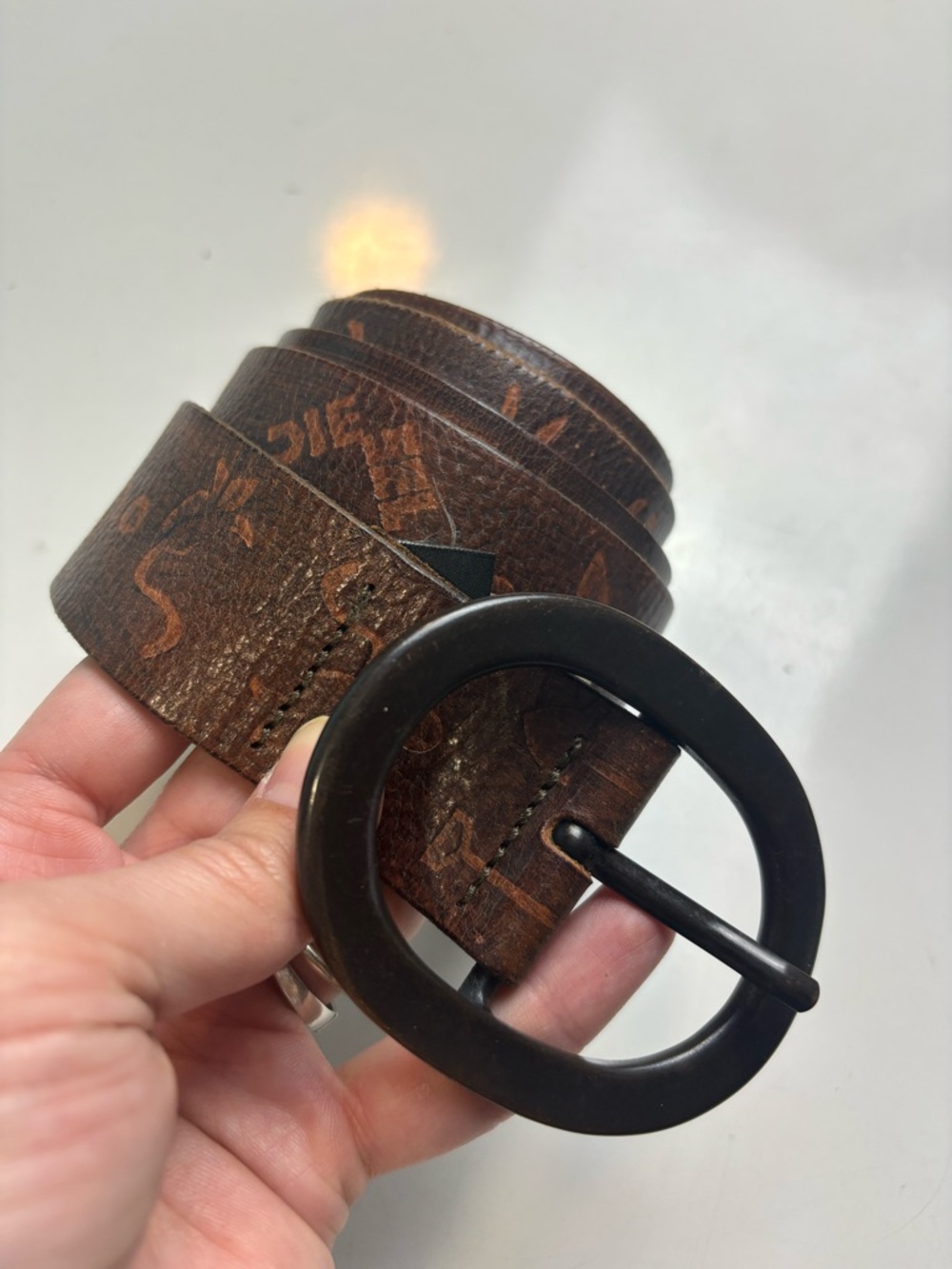 Diesel brown embossed leather belt sz 38/40